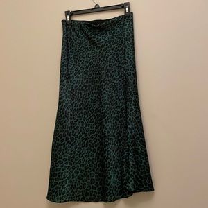 Socialite Green Silky Maxi Skirt